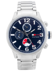 Shop Authentic Tommy Hilfiger Jackson Chronograph Blue Dial Silver Steel Strap Watch for Men - 1791242 - Luxxuri