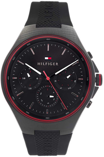  Shop Authentic Tommy Hilfiger Justin Black Dial Black Rubber Strap Watch For Men - 1792056 - Luxxuri
