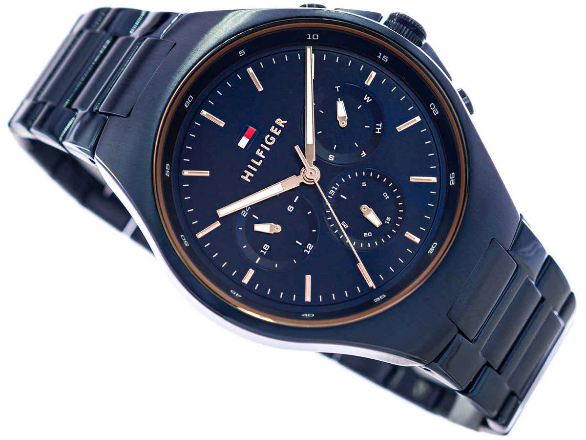  Shop Authentic Tommy Hilfiger Justin Chronograph Blue Dial Blue Steel Strap Watch For Men - 1792058 - Luxxuri