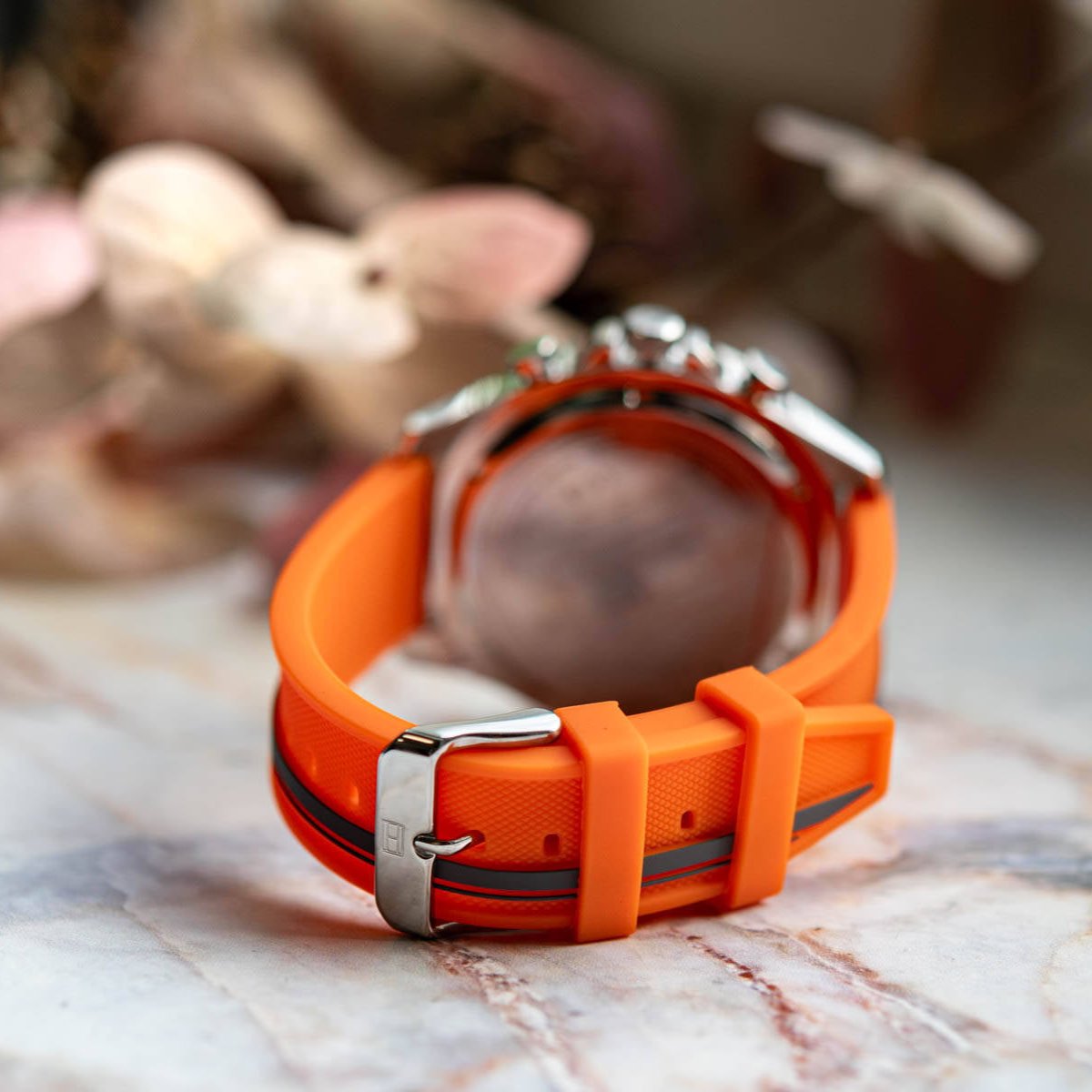  Shop Authentic Tommy Hilfiger Clark Chronograph Grey Dial Orange Rubber Strap Watch For Men - 1792084 - Luxxuri