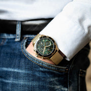  Shop Authentic Tommy Hilfiger Jordan Chronograph Green Dial Gold Mesh Strap Watch For Men - 1792093 - Luxxuri