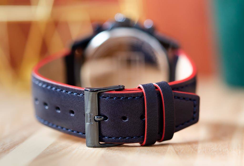 Shop Authentic Tommy Hilfiger Parker Chronograph Quartz Blue Dial Blue Leather Strap Watch For Men - 1791839 - Luxxuri