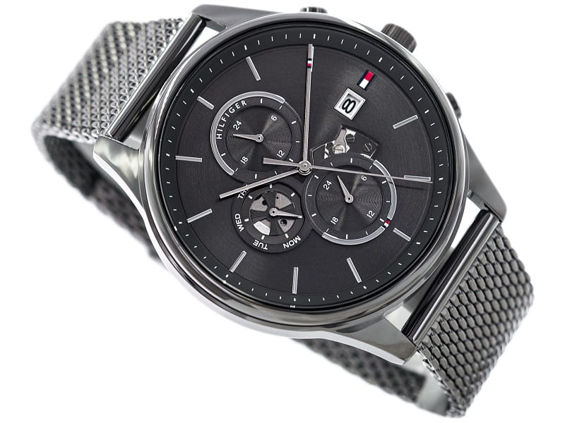 Shop Authentic Tommy Hilfiger Weston Chronograph Grey Dial Grey Mesh Bracelet Watch For Men - 1710506 - Luxxuri