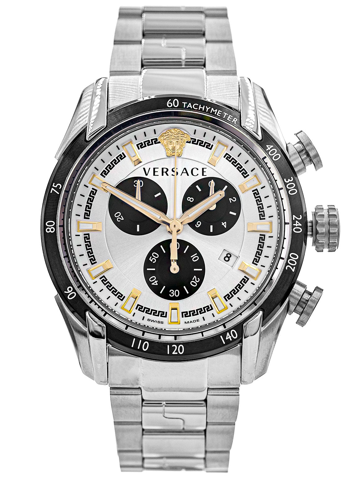  Shop Authentic Versace V-Ray Chronograph Quartz Silver Dial Silver Steel Strap Watch For Men - VE2I00321 - Luxxuri