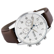  Shop Authentic Hugo Boss Navigator White Dial Brown Leather Strap Watch for Men - 1513495 - Luxxuri