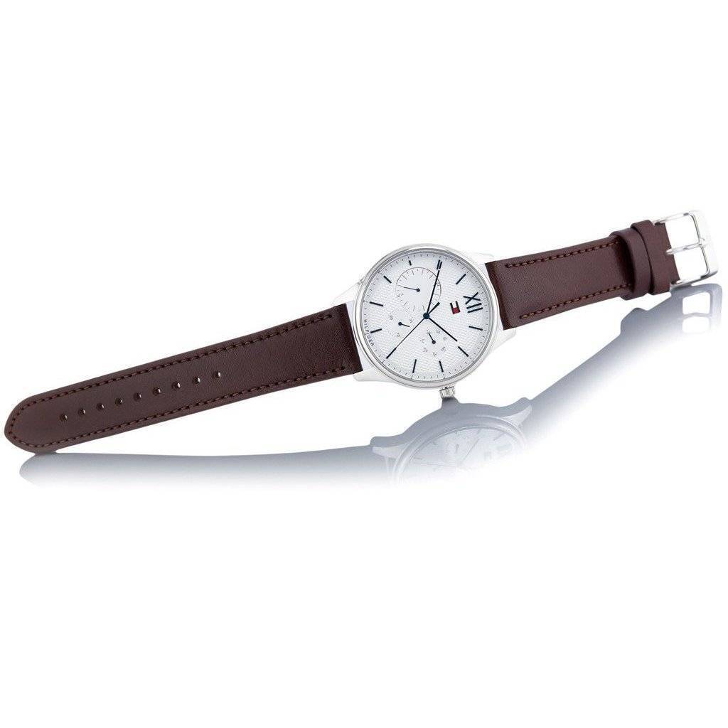  Shop Authentic Tommy Hilfiger Damon Quartz White Dial Brown Leather Strap Watch for Men - 1791418 - Luxxuri