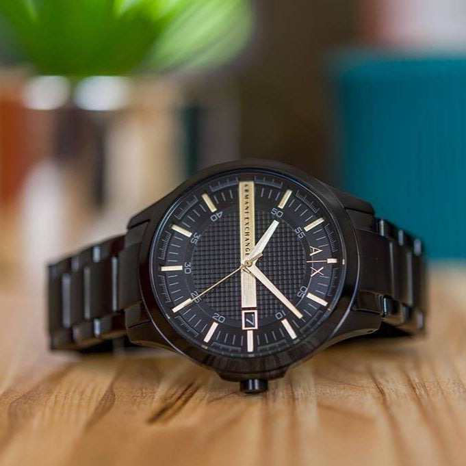  Shop Authentic Armani Exchange Hampton Chronograph Black Dial Black Steel Strap Watch For Men - AX2413 - Luxxuri
