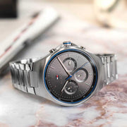  Shop Authentic Tommy Hilfiger Justin Chronograph Gray Dial Silver Steel Strap Watch For Men - 1792054 - Luxxuri