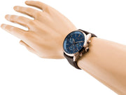 Shop Authentic Hugo Boss Grand Prix Blue Dial Brown Leather Strap Watch for Men - 1513604 - Luxxuri