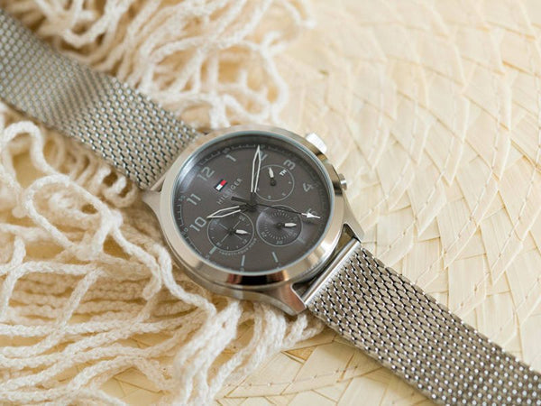  Shop Authentic Tommy Hilfiger Harrison Quartz Grey Dial Silver Mesh Bracelet Watch for Men - 1790877 - Luxxuri