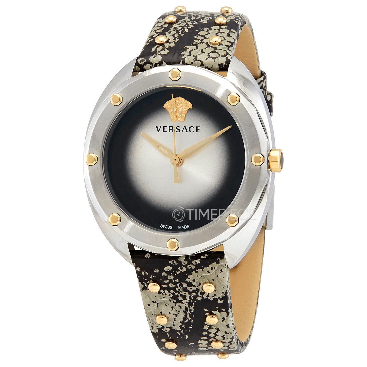  Shop Authentic Versace Shadov Quartz Silver Dial Snakeskin Green Leather Strap Watch for Women - VEBM00718 - Luxxuri
