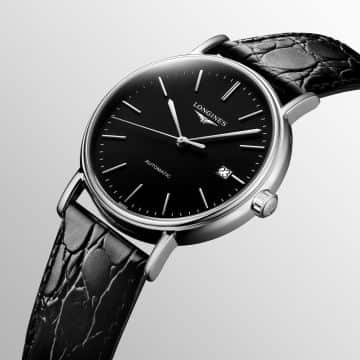  Shop Authentic Longines Presence 38.5mm Automatic Black Dial Black Leather Strap Watch for Men - L4.921.4.52.2 - Luxxuri