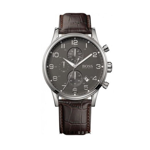  Shop Authentic Hugo Boss Aeroliner Chronograph Quartz Grey Dial Brown Leather Strap Watch For Men - HB1512570 - Luxxuri