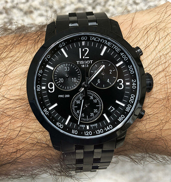  Shop Authentic Tissot PRC 200 Chronograph Black Dial Black Steel Strap Watch For Men - T114.417.33.057.00 - Luxxuri