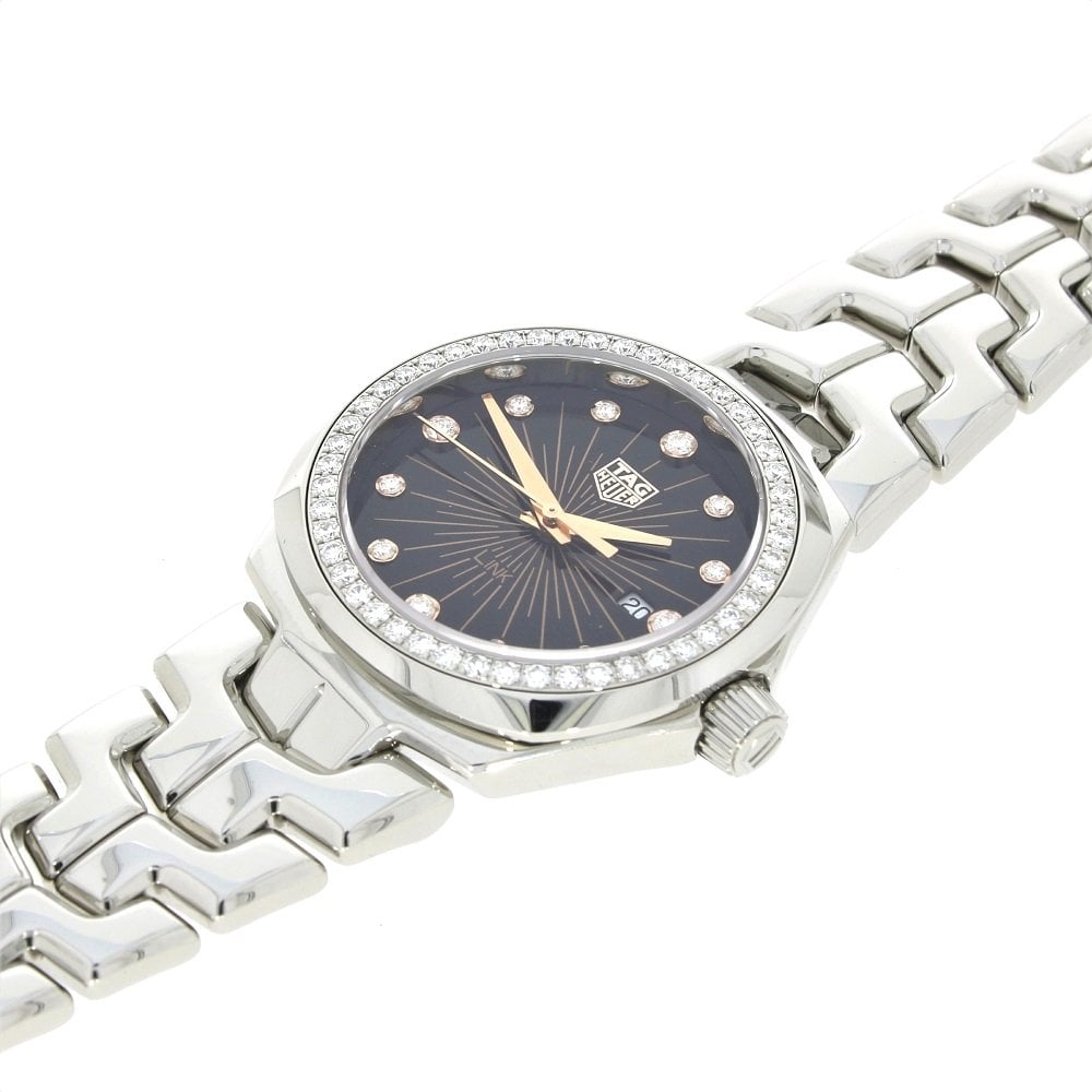  Shop Authentic Tag Heuer Link Quartz Diamonds Black Dial Silver Steel Strap Watch for Men - WBC131G.BA0649 - Luxxuri