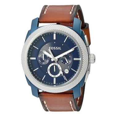  Shop Authentic Fossil Machine Chronograph Blue Dial Brown Leather Strap Watch for Men - FS5232 - Luxxuri