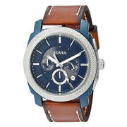  Shop Authentic Fossil Machine Chronograph Blue Dial Brown Leather Strap Watch for Men - FS5232 - Luxxuri