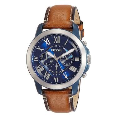  Shop Authentic Fossil Grant Chronograph Blue Dial Brown Leather Strap Watch for Men - FS5151 - Luxxuri