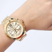  Shop Authentic Michael Kors Bradshaw Chronograph Gold Dial Gold Steel Strap Watch For Women - MK5777 - Luxxuri