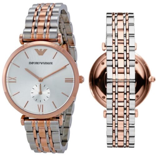  Shop Authentic Emporio Armani Retro Silver Dial Two Tone Steel Strap Watch For Men - AR1677 - Luxxuri