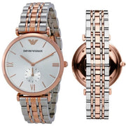  Shop Authentic Emporio Armani Retro Silver Dial Two Tone Steel Strap Watch For Men - AR1677 - Luxxuri