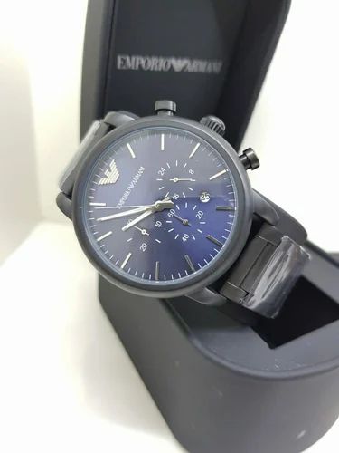  Shop Authentic Emporio Armani Luigi Analog Blue Dial Black Leather Strap Watch For Men - AR11351 - Luxxuri