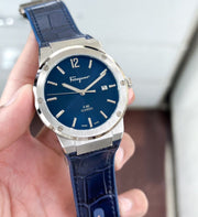 Shop Authentic Salvatore Ferragamo F-80 Classic Blue Dial Blue Leather Strap Watch for Men - SFDT00319 - Luxxuri