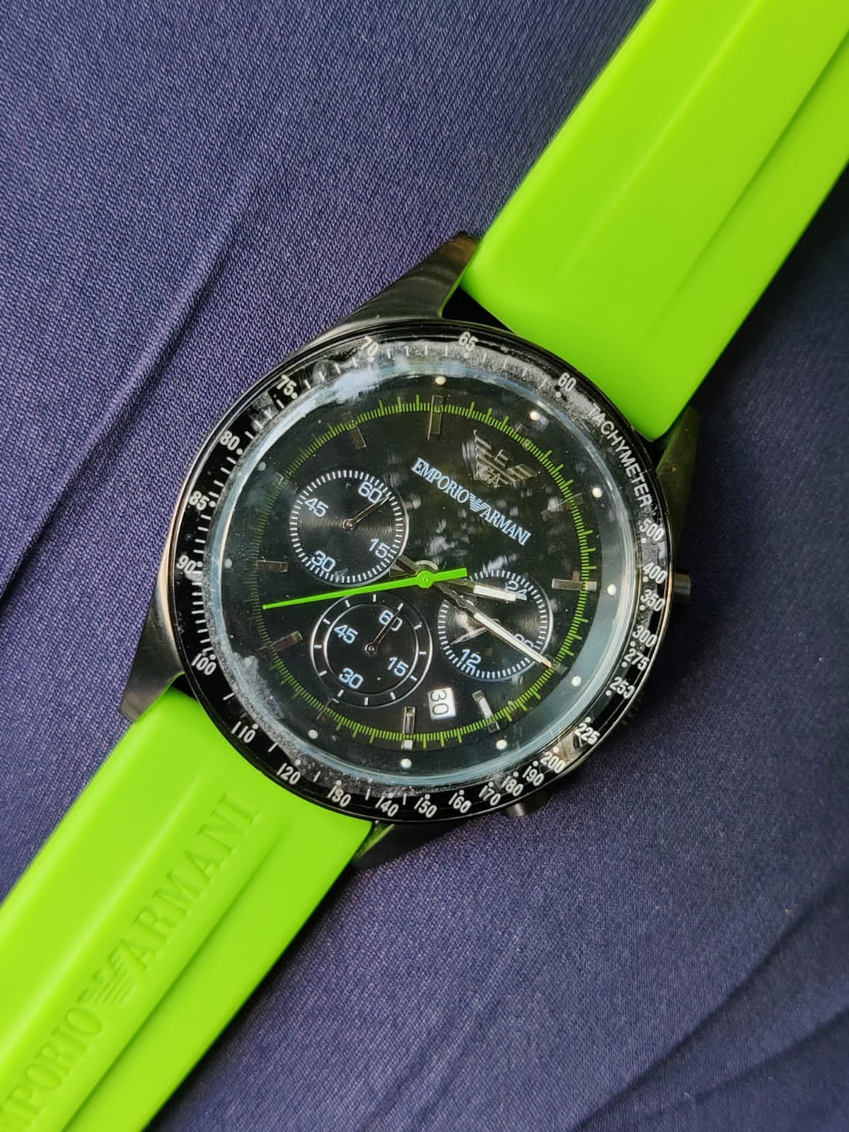  Shop Authentic Emporio Armani Sports Analog Black Dial Green Rubber Strap Watch For Men - AR6115 - Luxxuri