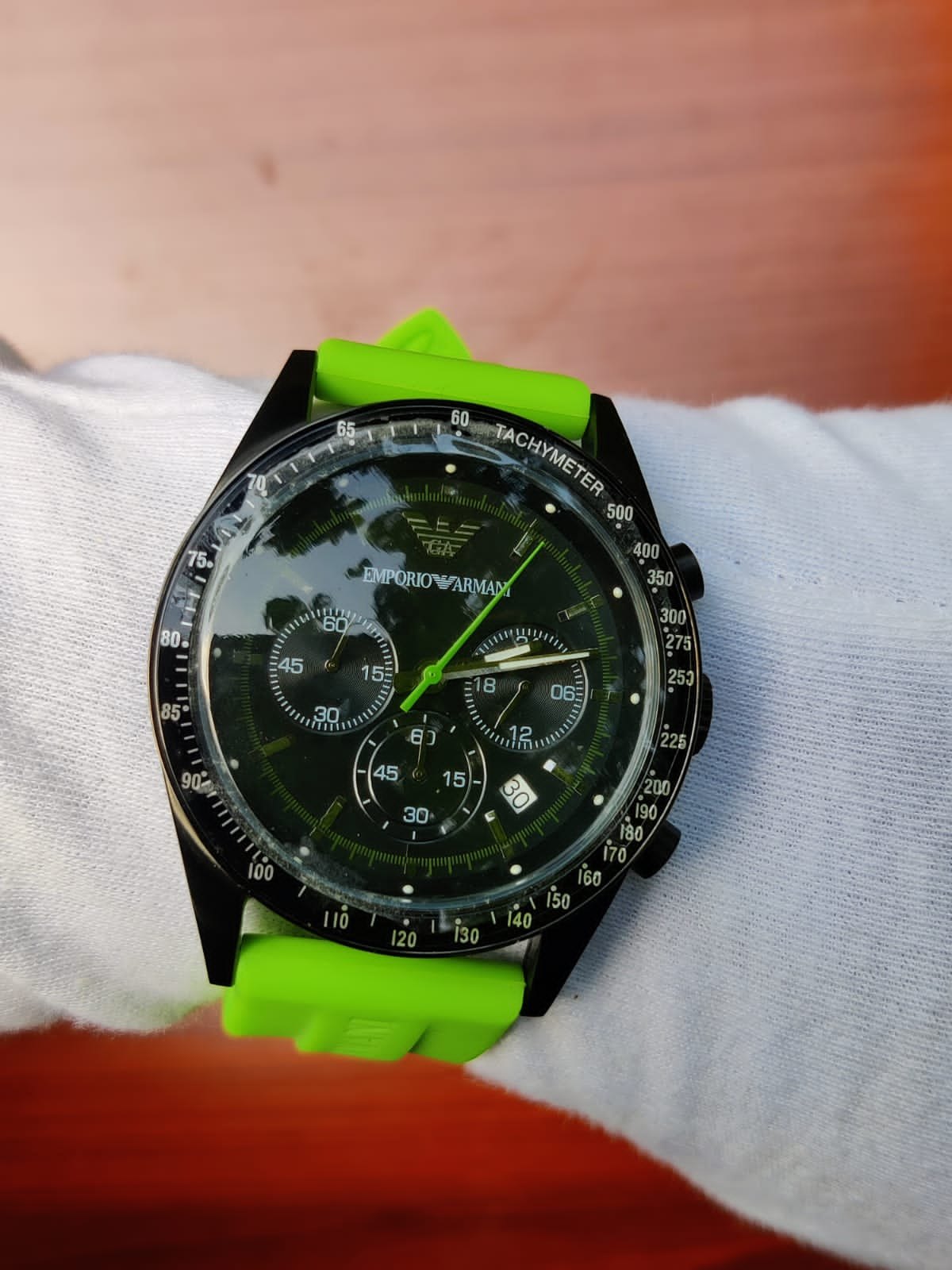  Shop Authentic Emporio Armani Sports Analog Black Dial Green Rubber Strap Watch For Men - AR6115 - Luxxuri