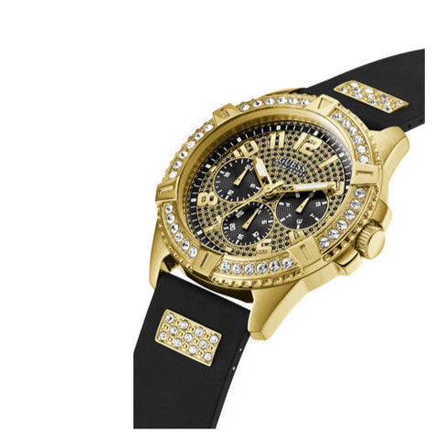  Shop Authentic Guess Frontier Crystals Black Dial Black Silicone Strap Watch For Men - W1132G1 - Luxxuri