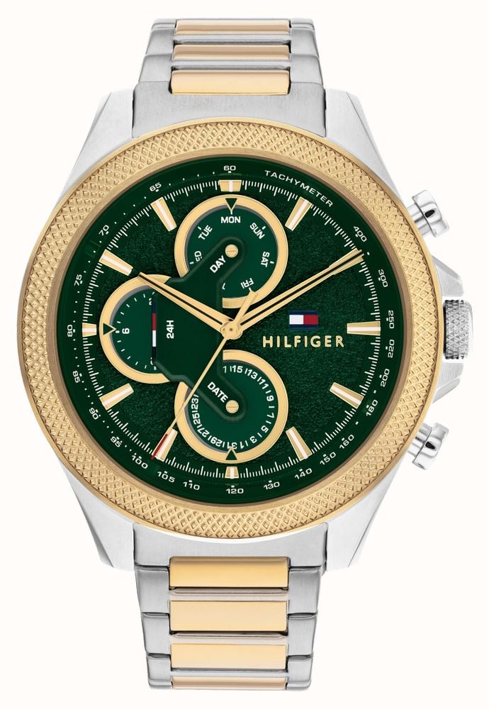  Shop Authentic Tommy Hilfiger Clark Chronograph Blue Dial Two Tone Steel Strap Watch For Men - 1792079 - Luxxuri
