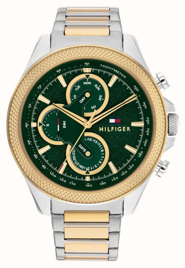  Shop Authentic Tommy Hilfiger Clark Chronograph Blue Dial Two Tone Steel Strap Watch For Men - 1792079 - Luxxuri