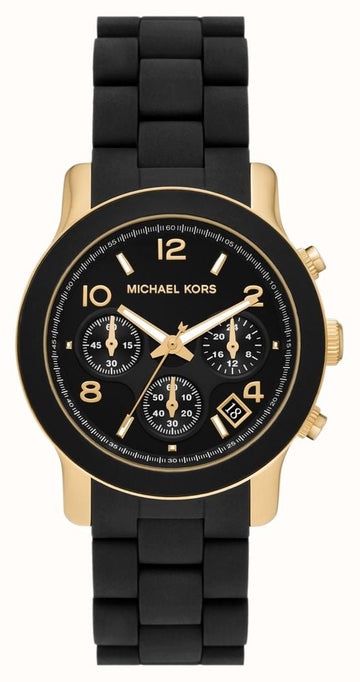  Shop Authentic Michael Kors Runway Chronograph Black Dial Black Silicone Strap Watch For Women - MK7385 - Luxxuri