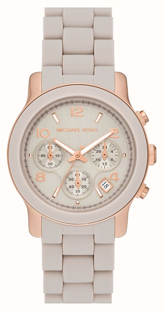  Shop Authentic Michael Kors Runway Chronograph Grey Dial Grey Silicone Strap Watch For Women - MK7386 - Luxxuri