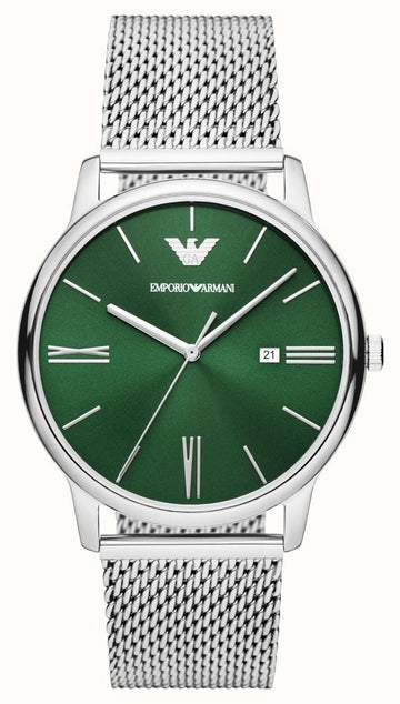  Shop Authentic Emporio Armani Minimalist Quartz Green Dial Silver Mesh Bracelet Watch For Men - AR11578 - Luxxuri