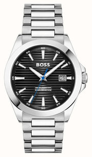 Hugo Boss Strike Black Dial Silver Steel Strap Watch for Men - 1514170