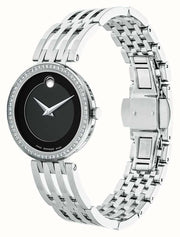  Shop Authentic Movado Esperanza 63 Diamonds Black Dial Silver Steel Strap Watch For Women - 0607052 - Luxxuri