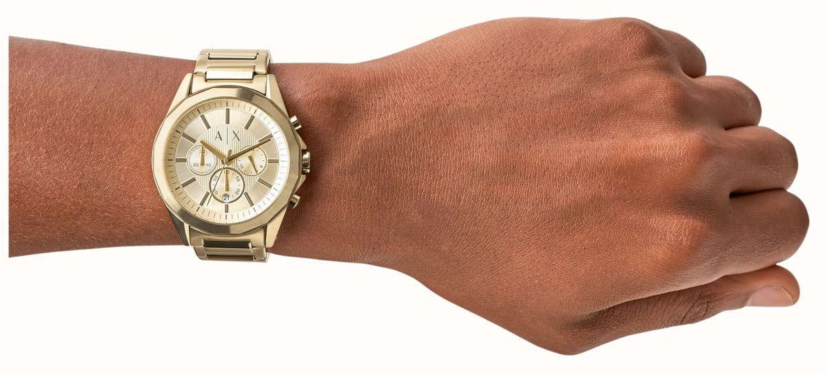  Shop Authentic Armani Exchange Drexler Chronograph Gold Dial Gold Steel Strap Watch For Men - AX2602 - Luxxuri