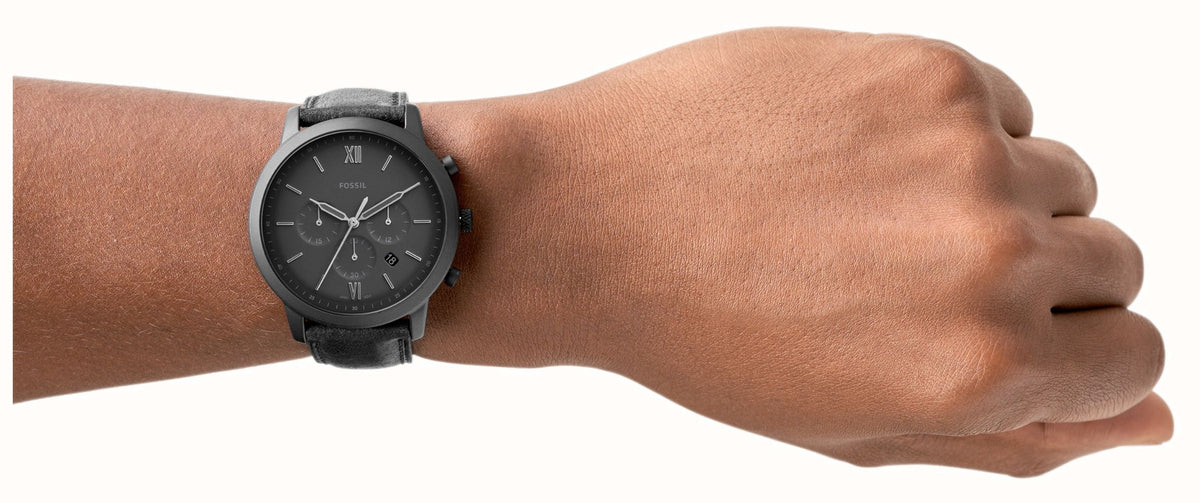  Shop Authentic Fossil Neutra Chronograph Black Dial Black Leather Strap Watch for Men - FS5503 - Luxxuri
