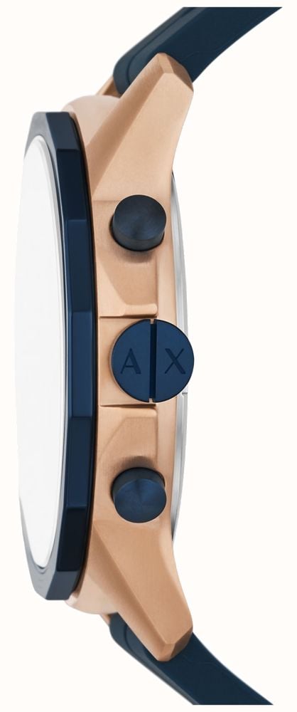  Shop Authentic Armani Exchange Hampton Chronograph Rose Gold Dial Blue Silicone Strap Watch For Men - AX1730 - Luxxuri