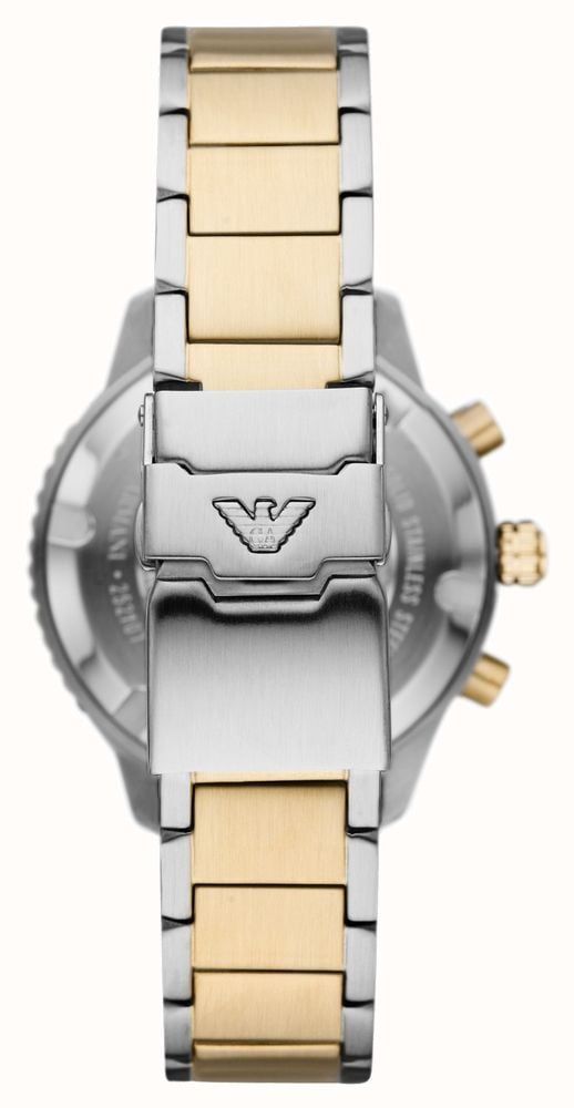  Shop Authentic Emporio Armani Mario Chronograph Blue Dial Two Tone Steel Strap Watch For Men - AR11362 - Luxxuri