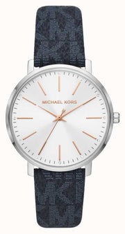  Shop Authentic Michael Kors Pyper Quartz Silver Dial Blue Leather Strap Watch For Women - MK7244 - Luxxuri