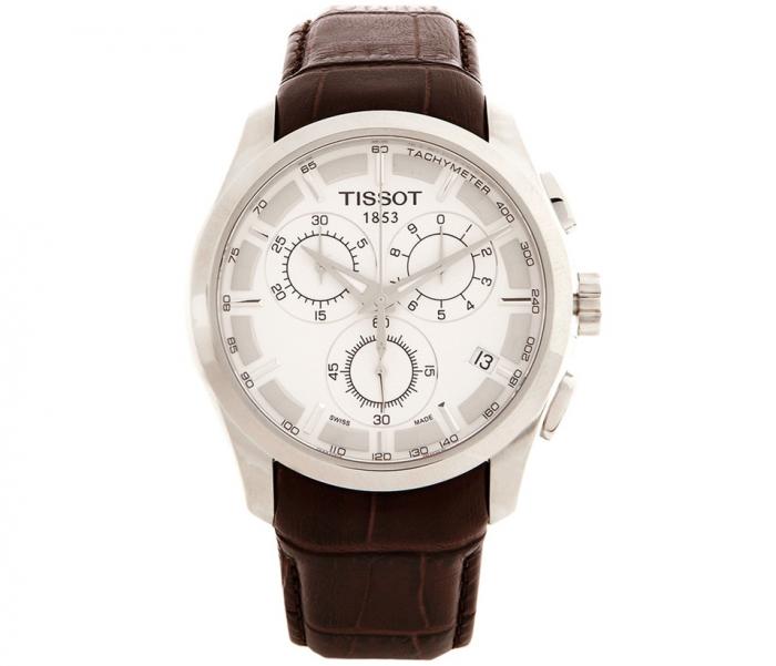  Shop Authentic Tissot Couturier Chronograph White Dial Brown Leather Strap Watch For Men - T035.617.16.031.00 - Luxxuri