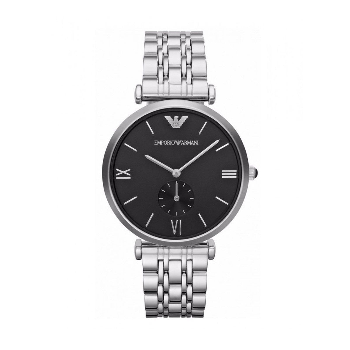  Shop Authentic Emporio Armani Retro Black Dial Silver Steel Strap Watch For Men - AR1676 - Luxxuri