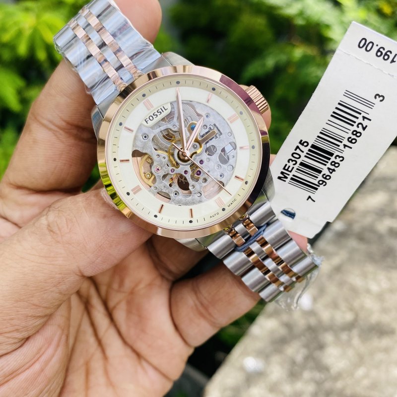  Shop Authentic Fossil Townsman Automatic Skeleton White Dial Two Tone Steel Strap Watch for Men - ME3075 - Luxxuri
