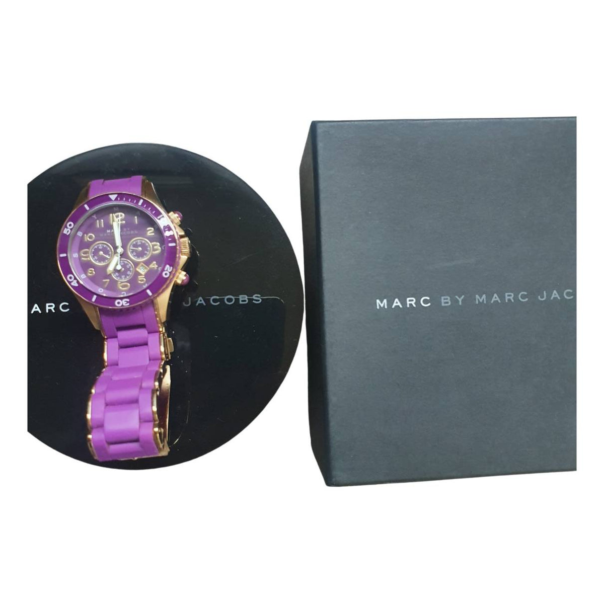  Shop Authentic Marc Jacobs Rock Chronograph Purple Dial Purple Silicone Strap Watch for Women - MBM2549 - Luxxuri