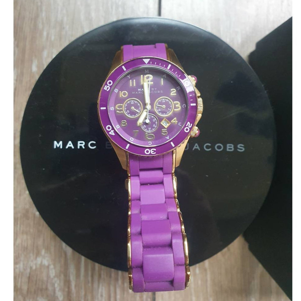  Shop Authentic Marc Jacobs Rock Chronograph Purple Dial Purple Silicone Strap Watch for Women - MBM2576 - Luxxuri