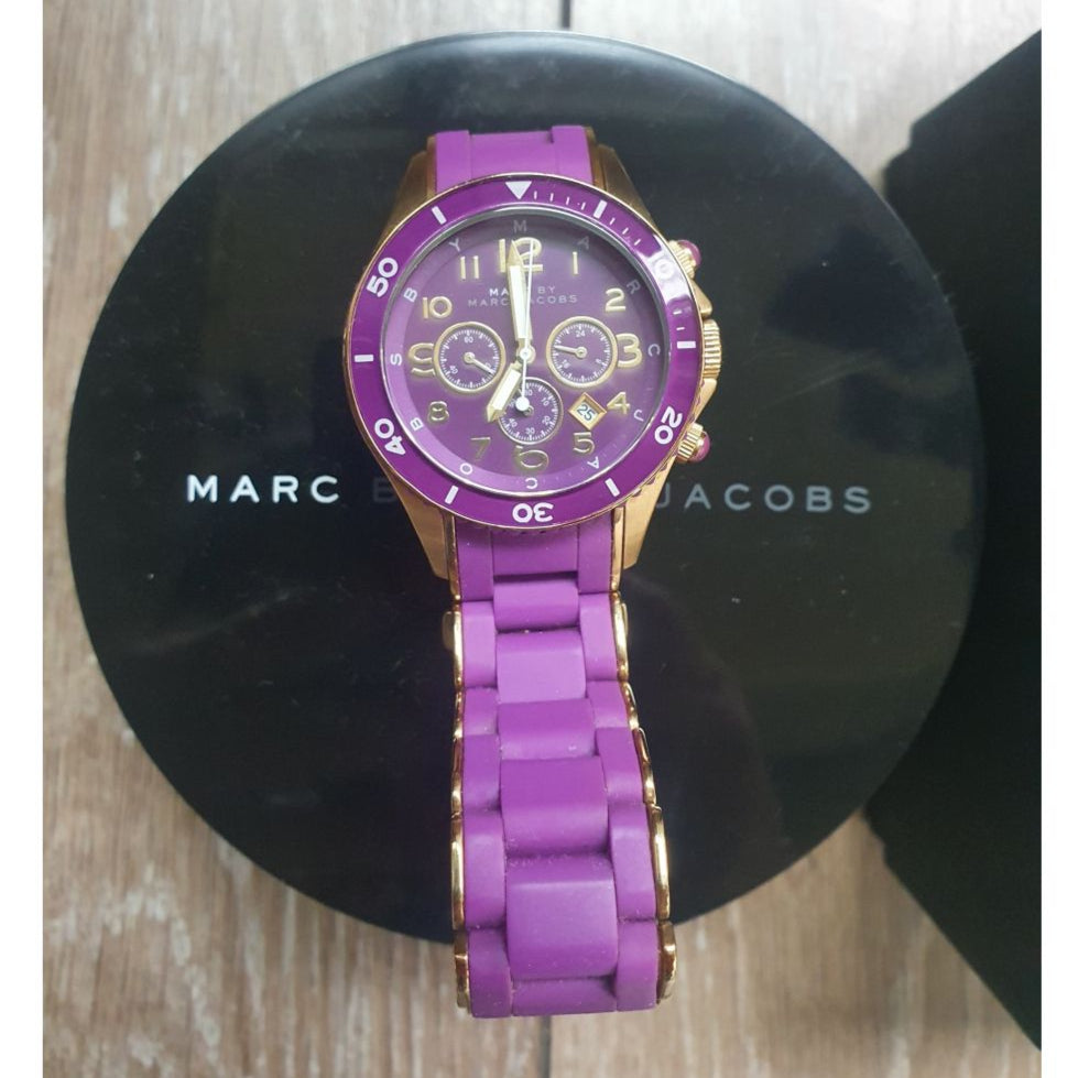  Shop Authentic Marc Jacobs Rock Chronograph Purple Dial Purple Silicone Strap Watch for Women - MBM2549 - Luxxuri