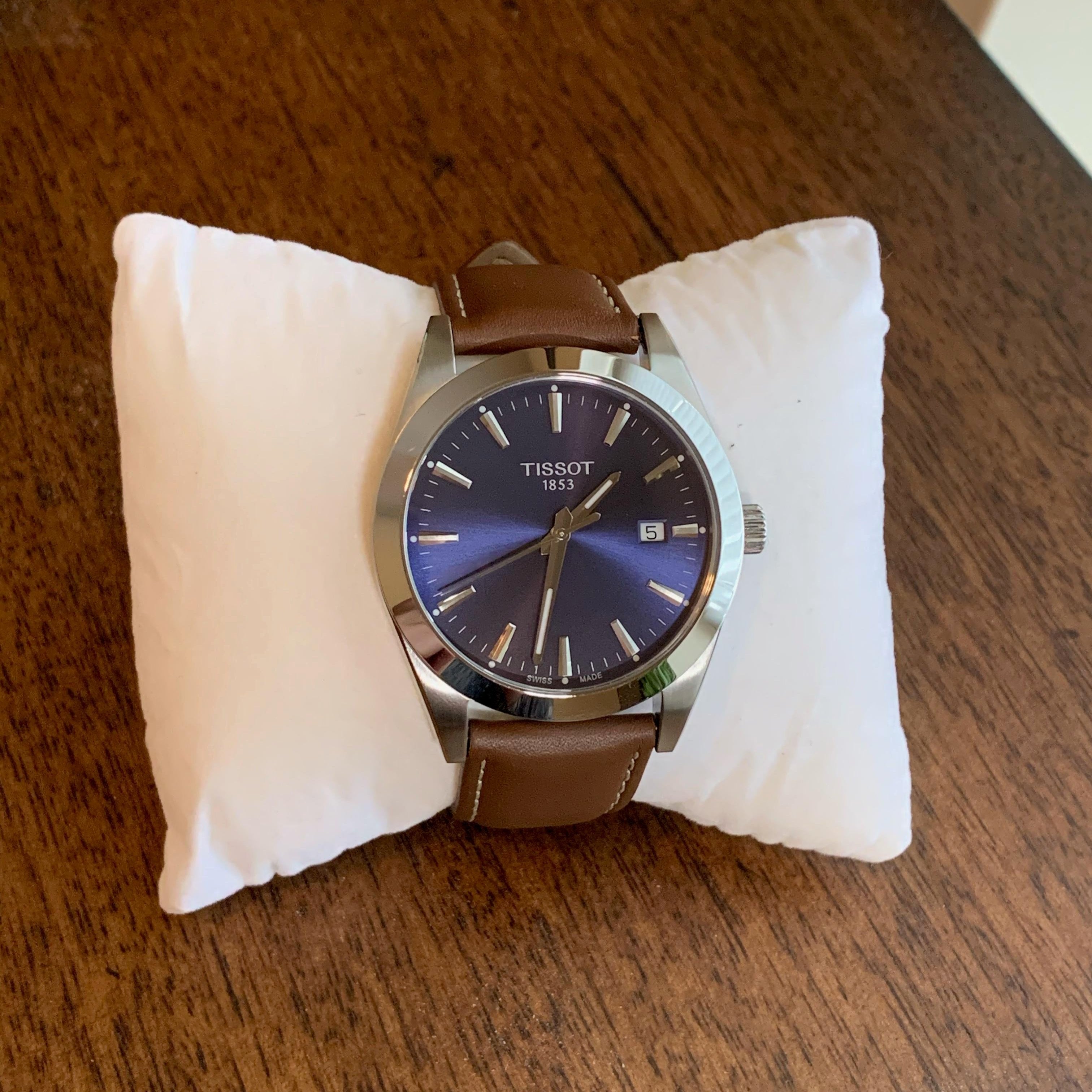  Shop Authentic Tissot Gentleman Blue Dial Brown Leather Strap Watch For Men - T127.410.16.041.00 - Luxxuri