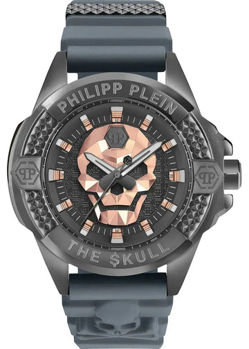 Philipp Plein The Skull Grey Dial Grey Stainless Steel Strap Watch For Men- PWAAA2324